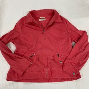 Jones New York Sport Womens XL Coral Pink Stretch Cotton Full Zip Utility Jacket